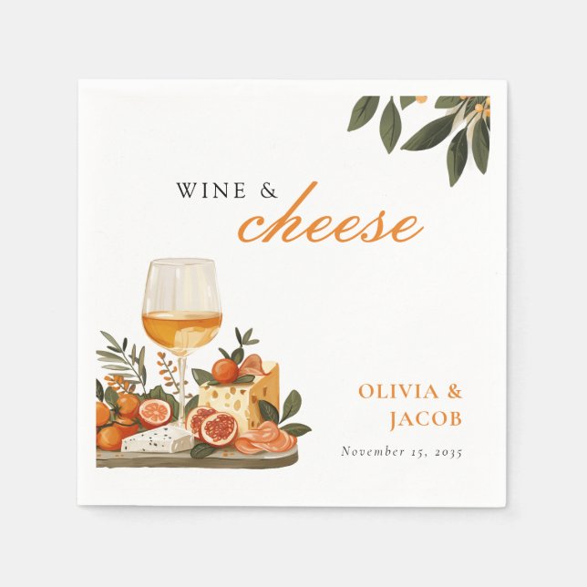 Wine & Cheese Engagement Party Napkin (Front)