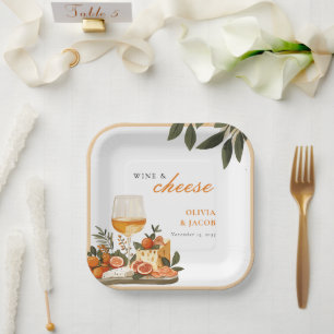 Wine & Cheese Engagement Party Paper Plate