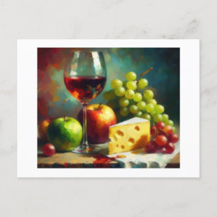 Wine Cheese Fruit,  Postcard