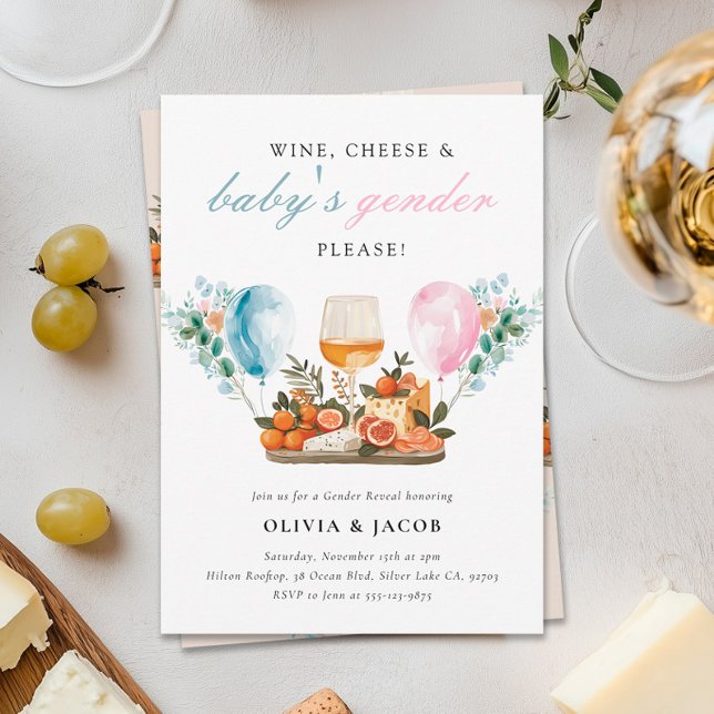 Wine & Cheese Gender Reveal Party Invitation (Creator Uploaded)