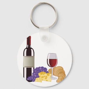 Wine & Cheese Key Ring