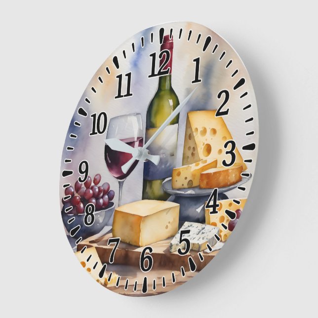 Wine & Cheese Large Clock (Angle)