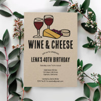 Wine & Cheese Tasting Party Birthday Kraft CUSTOM