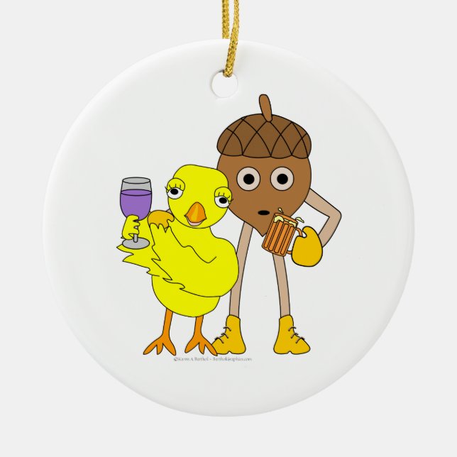 Wine Chick Beer Nut Ceramic Tree Decoration (Front)