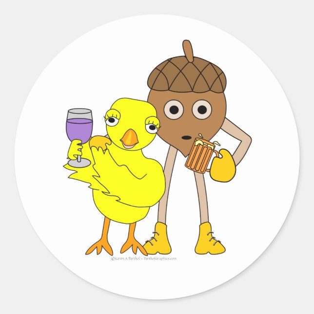 Wine Chick Beer Nut Classic Round Sticker (Front)