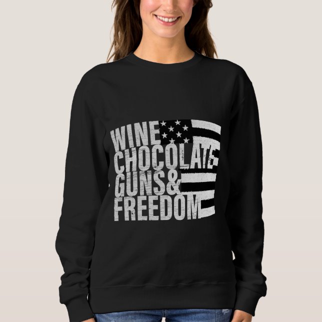 Wine Chocolate Gúns &amp Amp Freedom Women S Flag  Sweatshirt (Front)