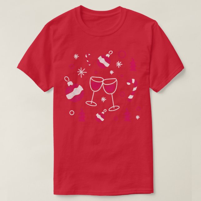 Wine Christmas Drinking Party Xmas Holiday Party F T-Shirt (Design Front)
