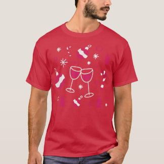 Wine Christmas Drinking Party Xmas Holiday Party F T-Shirt