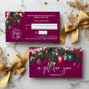 Wine Christmas wreath logo gift certificate