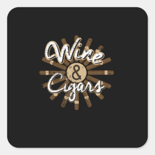 Wine Cigars Cigar Smoker Wine Lover Gift Square Sticker