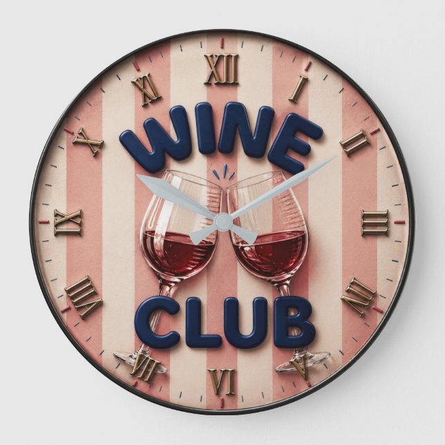Wine Club Cheers Wine Rustic Winery Bar Large Clock (Front)