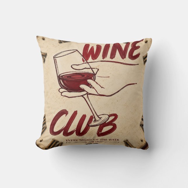  Wine Club Rustic Vineyard Kitchen Home Bar  Cushion (Front)