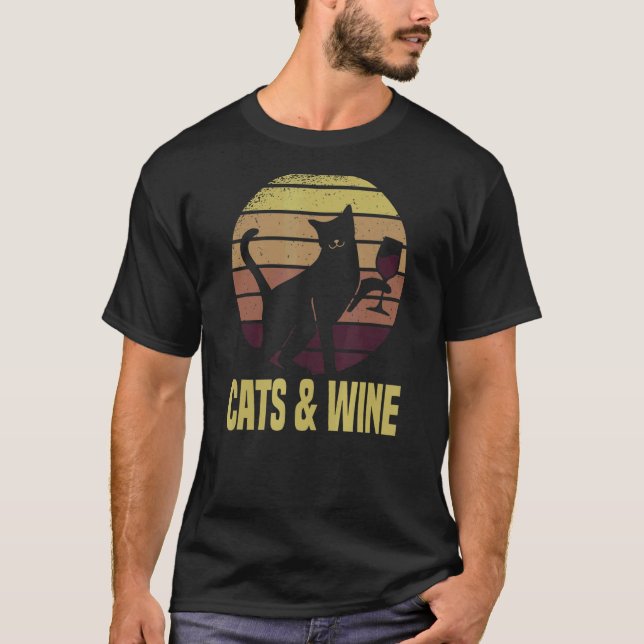 Wine Collecting Red Wine Cat T-Shirt (Front)