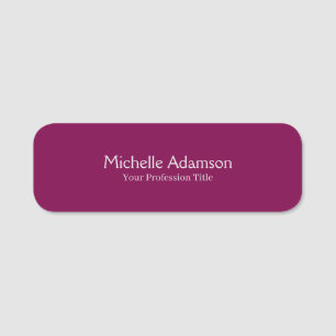 Wine Colour Professional Plain Modern Name Tag