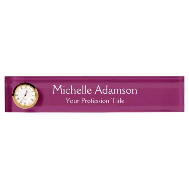 Wine Colour Professional Plain Modern Nameplate (Front)