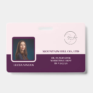 Wine Colour Royal Crimson Logo & Barcode ID Badge