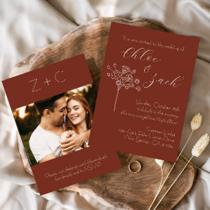 Wine coloured Fall Wedding Invitation
