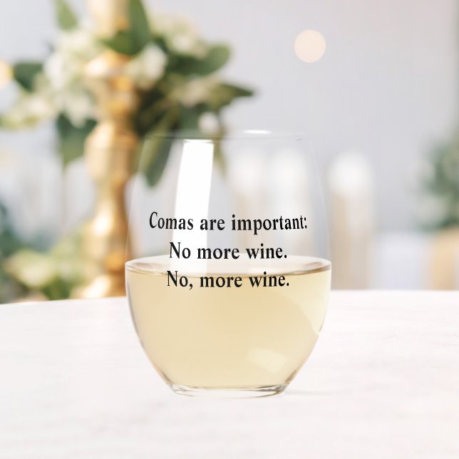 Wine Comas  Stemless Wine Glass (Insitu (Wedding))