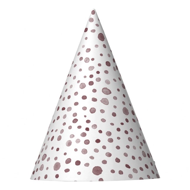 Wine Confetti Watercolor Dots Party Hat (Front)