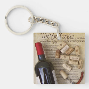 Wine & Constitution Double-Sided Keychain! Key Ring