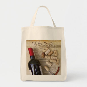 Wine & Constitution Grocery Bag! Tote Bag