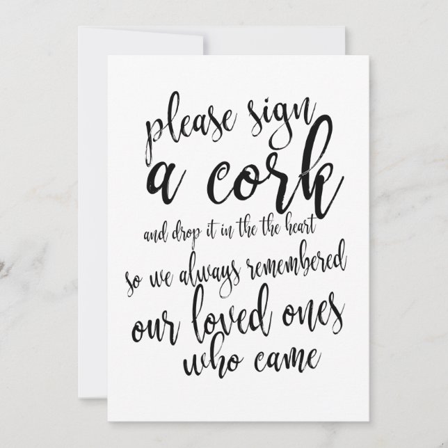 Wine Cork Guest Book Affordable Wedding Sign (Front)