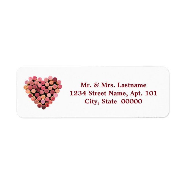 Wine Cork Heart Address Labels (Front)