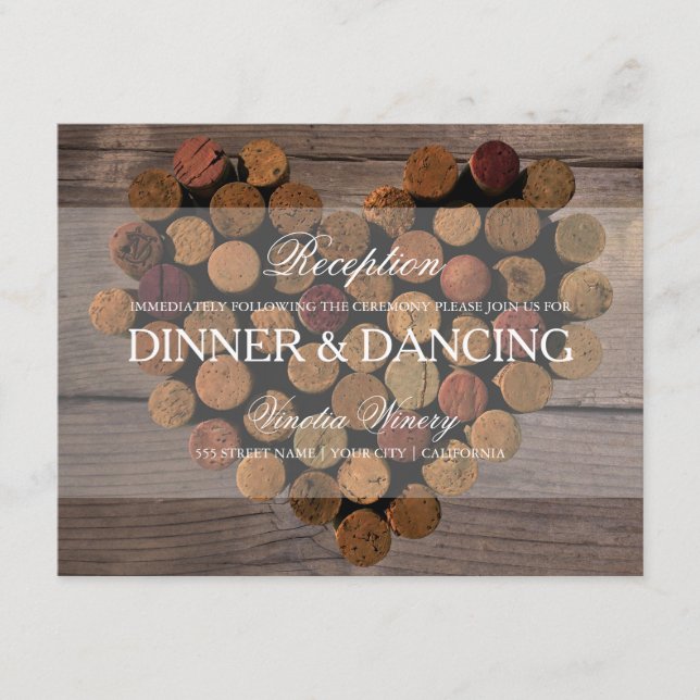 Wine Cork Rustic Reception Card (Front)