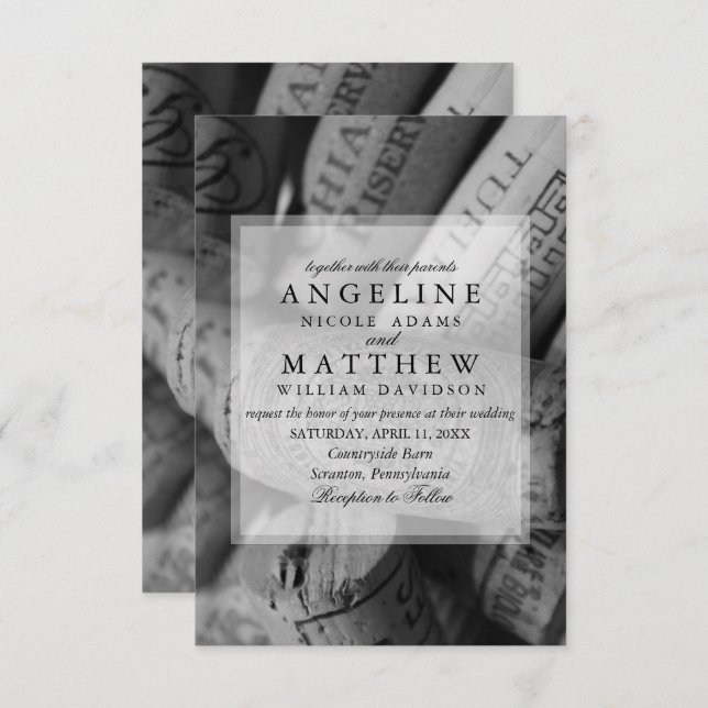 Wine Cork Wedding Invitation (Front/Back)