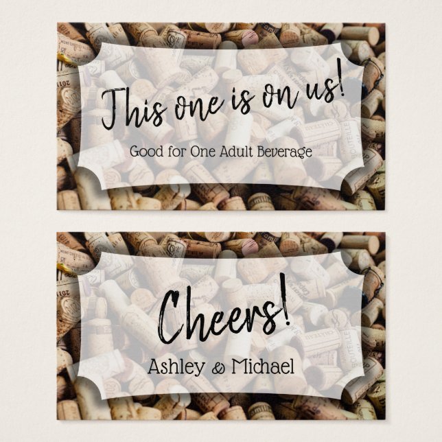 Wine Corks Photo, Wedding & Event Drink Tickets (Front & Back)