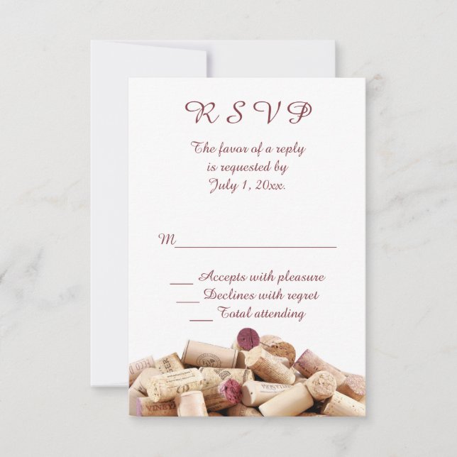 Wine Corks Wedding RSVP (Front)