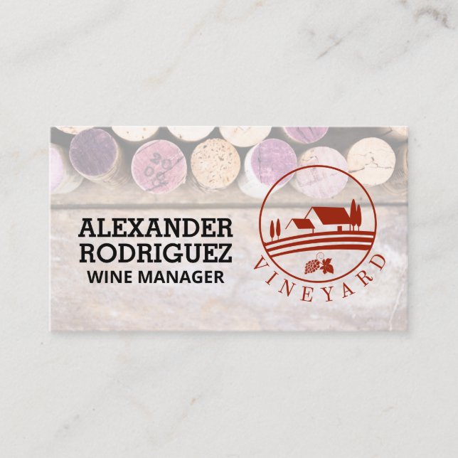 Wine Corks | Winery Estate Logo Business Card (Front)