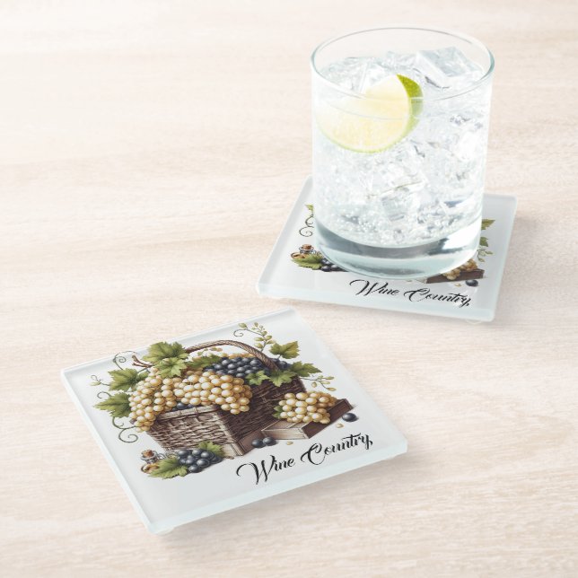 Wine Country Glass Coaster (Angled)