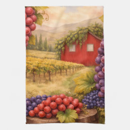 Wine Country Harvest Grapes Tea Towel – Vineyard