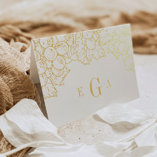 Wine Country Monogrammed Gold Foil Stationery Card