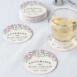 Wine Country | Personalised Home Wine Cellar Round Paper Coaster<br><div class="desc">Upgrade your home vino experience with these personalised paper wine coasters featuring an arbor of grapes and grape leaves in a rustic vintage etched style. Personalise with your family name,  "wine cellars" and year established. A unique and thoughtful gift for newlyweds,  new homeowners and any wine lover!</div>