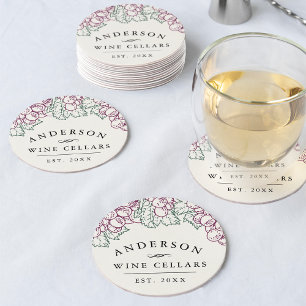 Wine Country Personalised Home Wine Cellar Round Paper Coaster