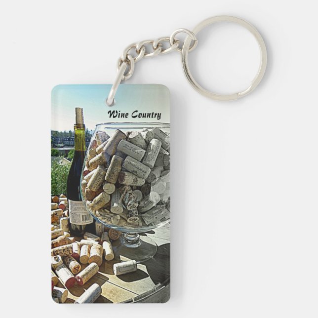 Wine Country Rectangle Keychain! Key Ring (Back)