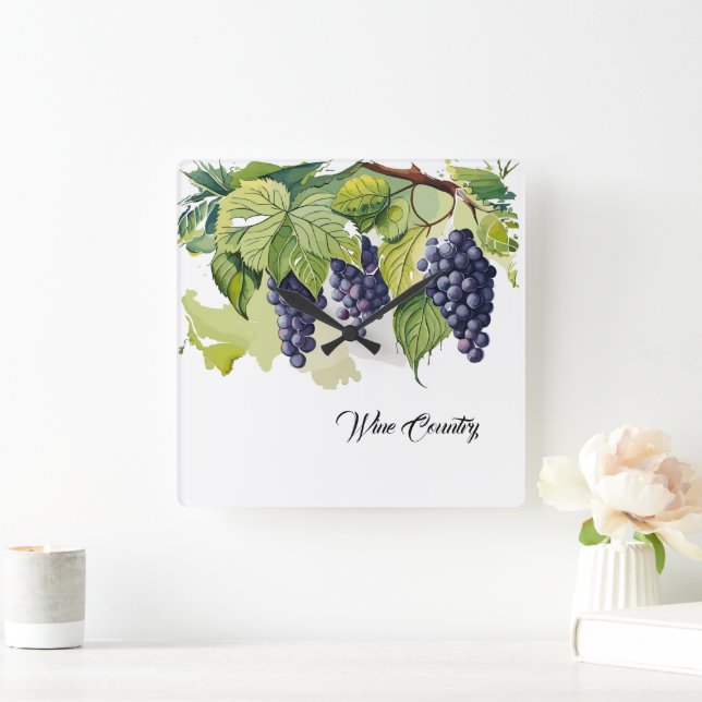 Wine Country Square Wall Clock (Home)