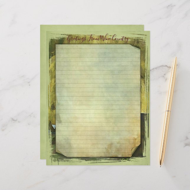 Wine Country Stationary 8.5''x11'' Paper Sheet (Front/Back In Situ)