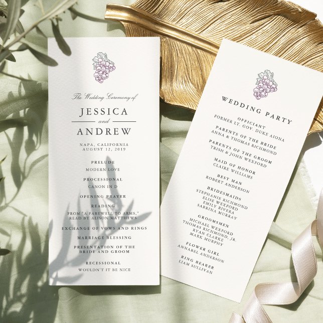 Wine Country Wedding Ceremony Program Programme (Creator Uploaded)