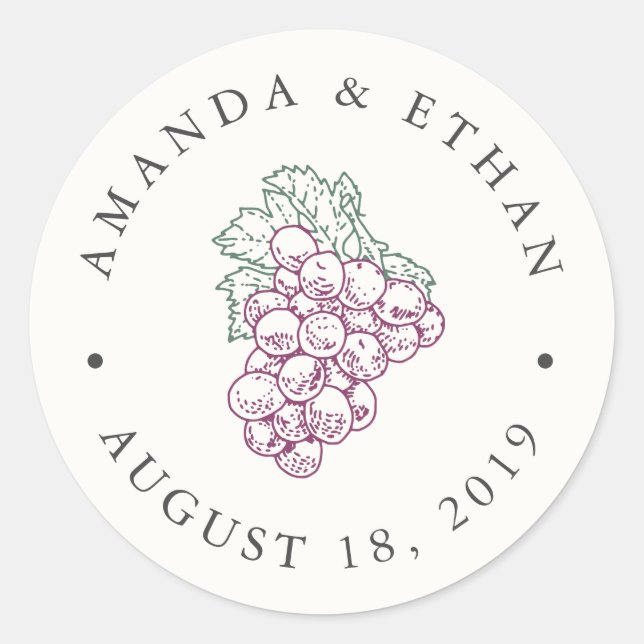 Wine Country | Wedding Favour Classic Round Sticker (Front)