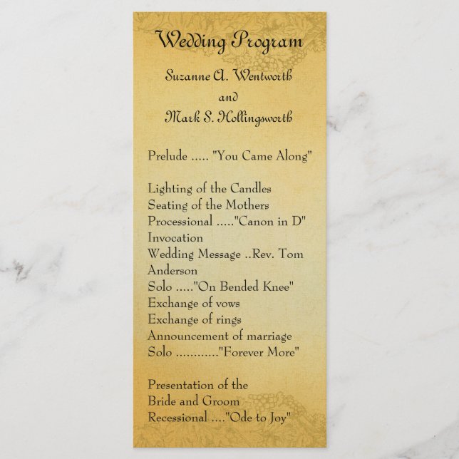 Wine Country Wedding Programs Programme (Front)