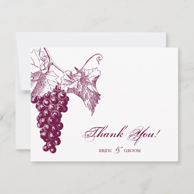 Wine Country Wedding Thank You Card (Front)