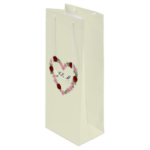 Wine cream gift bag with a pink and red heart
