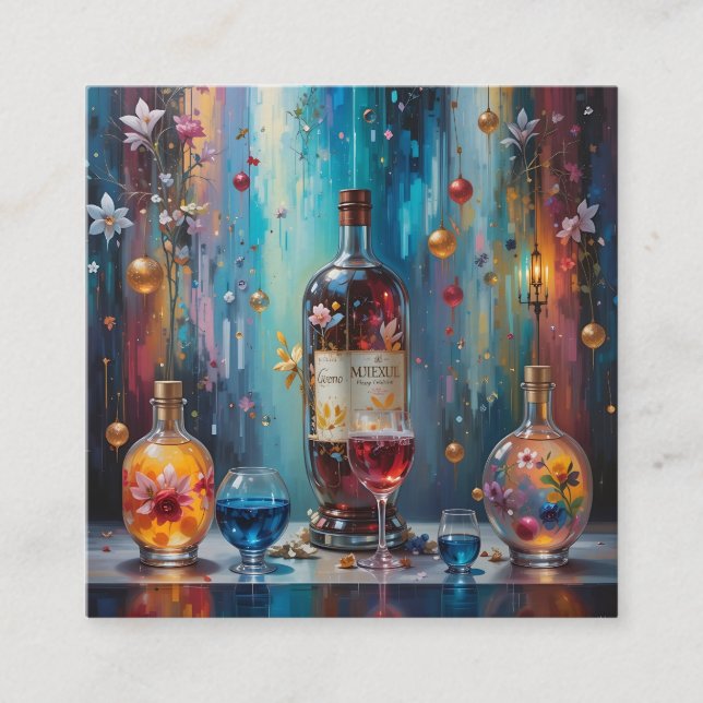 Wine Cup Wine Cup Artistic Art Illustration Decora Square Business Card (Front)