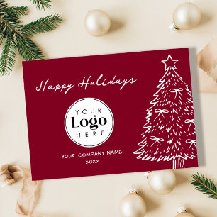 Wine Custom Logo Christmas Business Thank You Card