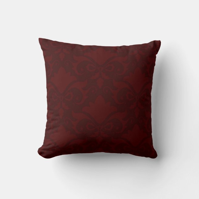Wine Damask Bows Reversible Cushion (Front)