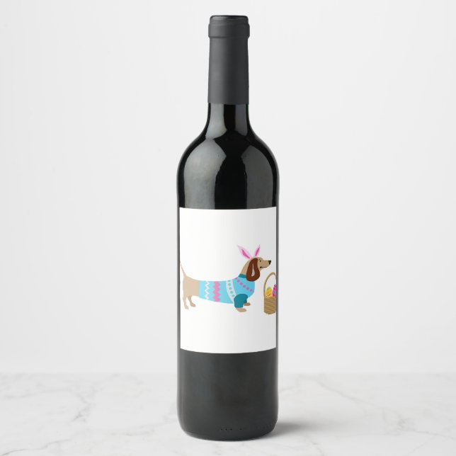 Wine Daschund Easter Doxie Label (Front)