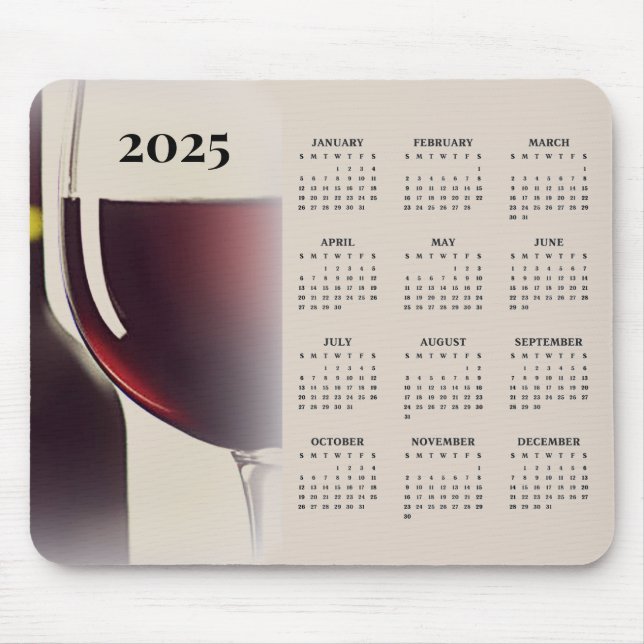 Wine Design 2025 Calendar Mousepad (Front)